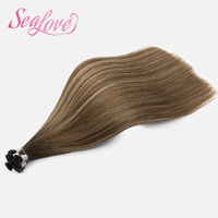 Offre Spéciale – Extensions de Cheveux Humains Remy Bruns Lisses à Pointe Plate Mini K Tip, Double Drawn, pour Usage Professionnel en Salon