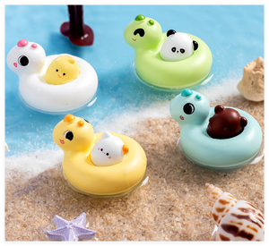 A granel pequeño lindo dibujos animados 3D unicornio anillo de natación con Gato Panda pato vaca oso conejo estatuilla animales de resina para niños <span class=keywords><strong>juguetes</strong></span> de <span class=keywords><strong>bomba</strong></span> de baño - Product Image 4