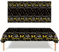 Ensemble de vaisselle et fournitures pour fête d'anniversaire pour femmes et hommes, Or et Noir, comprenant assiettes en carton, gobelets, serviettes, nappes, bannières et drapeaux