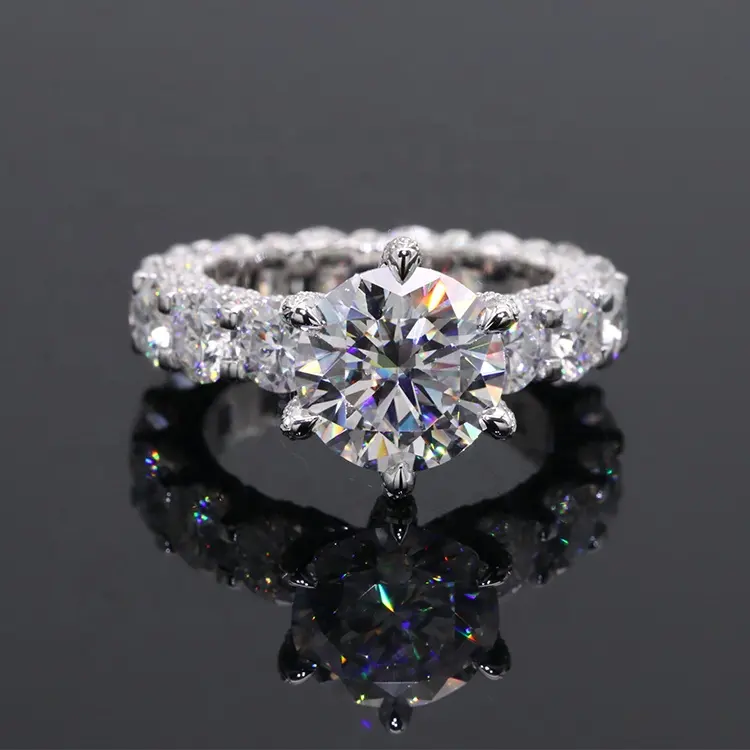 14K White Gold Wedding Ring 3 Carats Moissanite Diamond Ring With GRA Certificate