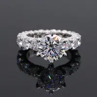 Anillo de boda de oro blanco de 14K, anillo de diamante de moissanita de 3 quilates con certificado GRA
