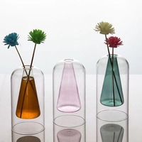 BLH Vase en verre en spirale de style nordique Transparent et coloré Décor de table élégant pour fleurs et maison
