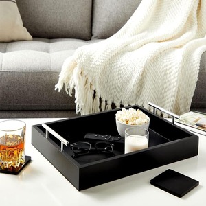 Đen phục vụ Khay cho Bàn cà phê, 16x12 với đế lót ly, trang trí hoán đổi cho nhau Vàng andsilver xử lý - Product Image 5