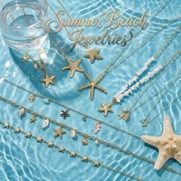Collares con Colgante de Estrella de Mar de Acero Inoxidable, Chapado en Oro PVD, Antideslustre, con Perlas y Conchas Marinas, Tema Oceánico, Joyería de Playa para Mujer, Verano