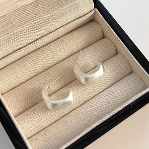 S925 Sterling <b>Silver</b> C Shape Hoop Earrings Geometric <b>Stud</b> Everyday Wear - Product Image 5