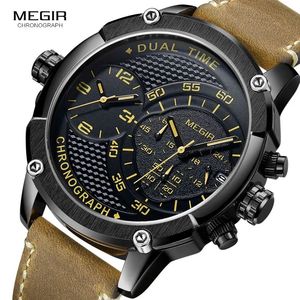 Reloj de Pulsera MEGIR 2093 para Hombre, Diseño Deportivo, Resistente al Agua, Correa de Cuero, Marca de Moda Popular, Nuevo Reloj de Cuarzo - Product Image 1
