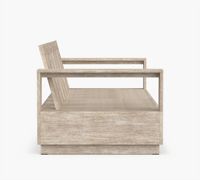 Zeitgenössisches Outdoor-Loungesofa aus Teakholz für Terrasse und Balkon, 3-Sitzer Gartenmöbel