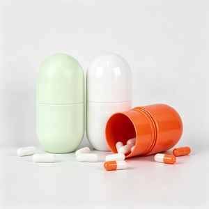 Bouteille en plastique de grande capacité (500 ml) en forme de capsule, emballage plastique vide personnalisé pour compléments en poudre - Product Image 1