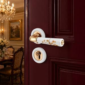 Kenop Pintu Warna Dapat Disesuaikan Kelas Atas, Gagang Keramik Paduan Seng, Gaya Eropa untuk Kamar Tidur, Kamar Mandi, Dapur, Apartemen - Product Image 4