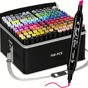 Marcadores de Alcohol con <span class=keywords><strong>Punta</strong></span> de Pincel y <span class=keywords><strong>Punta</strong></span> <span class=keywords><strong>Fina</strong></span>, Marcadores de Colores Artísticos, 168 Colores, Rotulador Permanente No Tóxico, Rotulador para Dibujar y Esbozar - Product Image 1
