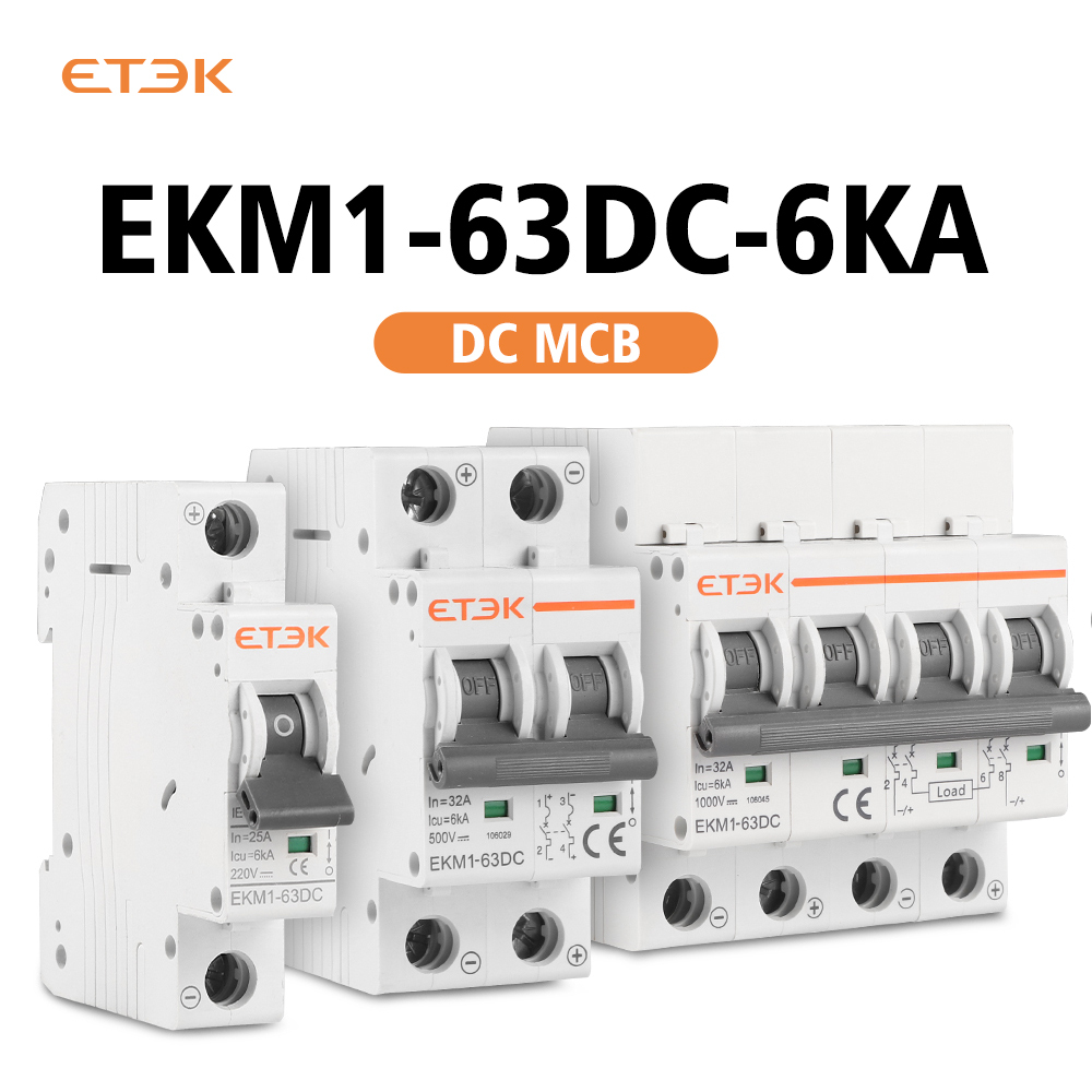 ETEK Solar Mini Circuit Breaker 1P/2P/4P DC 250V/500V/1000V 6ka 1-63A DC MCB Curve C EKM1-63DC for Solar PV System · image 2
