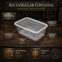 Conteneur alimentaire en plastique PP personnalisé, réutilisable, jetable, pour plats à emporter, salades, repas préparés, soupes, bento, boîte de transport et emballage