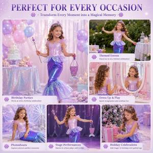 Nuevo Diseño 2026, ODM OEM, Mono Elegante de Halloween para Niños, Disfraz de Sirena de una Pieza para Niñas, Disfraces de Princesa Ariel - Product Image 3