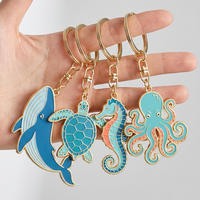 Fabricant de porte-clés en émail personnalisés avec logo, animaux marins, plaqué or, alliage de zinc, créatures marines, porte-clés en métal, vente en gros
