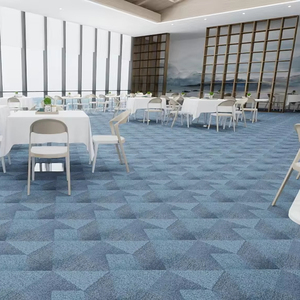 50x50cm Modular Floor Covering Fresh Blue Carpet Tile with Geometric Diamond Texture, Designed for Office Lounge and Dining Area