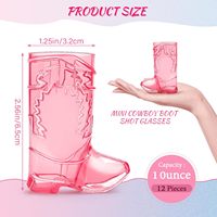 Mini dapat digunakan kembali plastik bening koboi Boot Shot kaca untuk koboi ulang tahun pesta Bachelorette dekorasi koboi Boot Shot