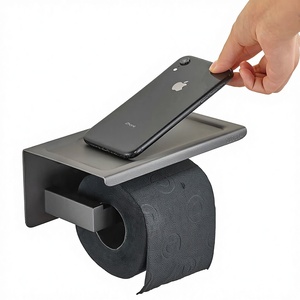Tempat Tisu Ganda Stainless Steel 304 Mewah Ringan, Tempat Tisu <span class=keywords><strong>Toilet</strong></span> & Ponsel, Tempel Dinding, Finishing Wire Drawing - Product Image 1
