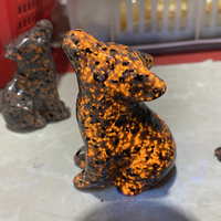 Figurine de loup en pierre naturelle (Yooperlite) sculptée à la main, écologique, réactive aux UV, 6/8 cm, pour la maison