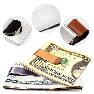 Nhà Máy Tùy Chỉnh Kim Loại Tiền Mặt Clip U-Hình Dạng Cơ Sở Trống Với Da Bọc Vàng Bạc Brass Mạ Bán Buôn Ví Thay Thế - Product Image 3