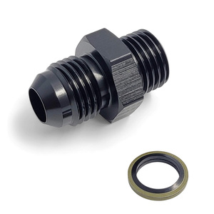 อะแดปเตอร์ AN6 ชายแบบฟลาร์ก ต่อกับ M14x1.5 เมตริก แบบตรง ผลิตจากอะลูมิเนียม CNC สำหรับระบบเชื้อเพลิงและน้ำมัน  ข้อต่อปั๊มน้ำมันและออยล์คูลเลอร์ สีดำ - Product Image 1