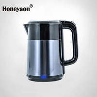 Bouilloire électrique sans fil en acier inoxydable 304 à double paroi, 1,0 L, arrêt automatique, protection contre l'ébullition à sec, 360 degrés, usage domestique