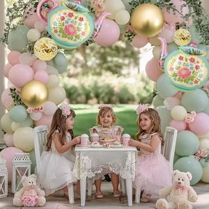 Palloncini per <span class=keywords><strong>Tea</strong></span> <span class=keywords><strong>Party</strong></span>, Palloncini in Alluminio a Forma di Teiera da 35 Pollici, Decorazioni per Feste a Tema Giardino del Tè - Product Image 2