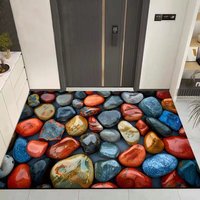 Tapis de salon géométrique personnalisé antidérapant et résistant aux taches, tapis d'entrée en velours cristal imprimé, tapis de sol pour la maison