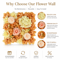 Panel Dinding Bunga Mawar Hydrangea Buatan 38x38cm dengan Bunga Campuran, Latar Belakang Pernikahan, Dekorasi Pesta, Photo Booth, Dekorasi Acara Rumah