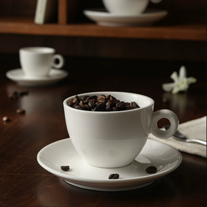 Juego de Taza y Platillo de Café Clásico Italiano, Diseño y Logotipo Personalizados, Asa Reforzada, Tazas de Café para Restaurante, Cafetería, Hotel, Boda - Product Image 1