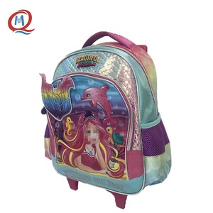 Mermaid 3D Princess Trolley <span class=keywords><strong>Mochila</strong></span> escolar Estudiante <span class=keywords><strong>Mochila</strong></span> con <span class=keywords><strong>ruedas</strong></span> para niña - Product Image 3