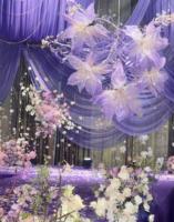 L270 Installation artistique géante moderne en ruban d'organza flottant, couleur personnalisée, pour décoration de mariage, événementiel et centres commerciaux