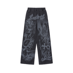 Pantalones Deportivos con Estampado de Cultura del <span class=keywords><strong>Tatuaje</strong></span>, Estilo Y2K, Lavados, para <span class=keywords><strong>Hombre</strong></span> y Mujer, Casuales - Product Image 3