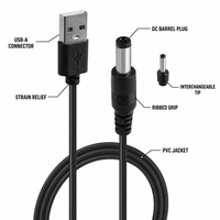 Câble d'alimentation USB-A vers DC 1m, prise jack DC interchangeable, cordon en PVC pour routeur, caméra CCTV, bande LED