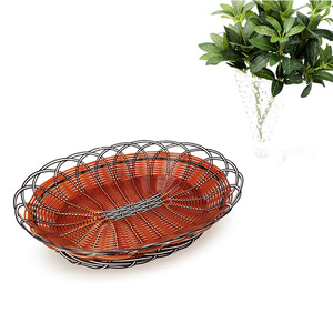 Oval Imitation Rattan Fruit <b>Basket</b> Plastic Storage Tray For Kitchen <b>Bread</b> Snack Display - Product Image 1