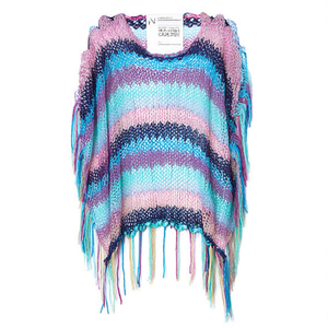 Poncho in maglia colorato con frange per copertura costume da bagno da spiaggia 13963 - Product Image 2