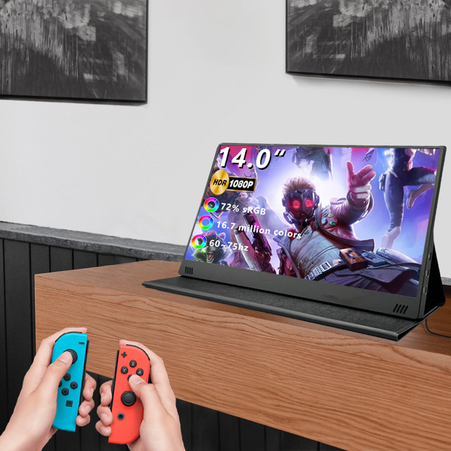 Wholesale Portable LED Monitor HDR IPS Display 14 Inch USB Compatible 1080P Screen Gaming Monitor