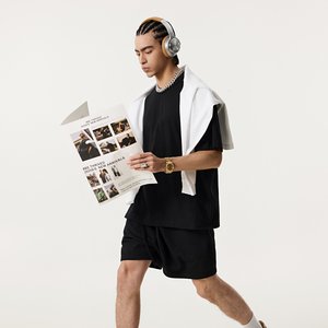 Casual Men's T-shirt, Oversized Round Neck, Short Sleeve, Loose <strong>Fit</strong>, Street Style, <strong>Basic</strong> T-shirt. - Product Image 4