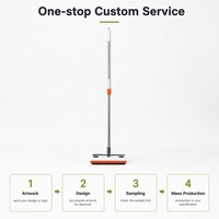 Brosse de nettoyage de sol 3-en-1 avec manche télescopique, balai, plumeau et pelle pour salle de bain, carrelage et tapis