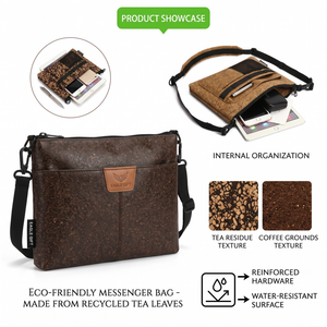Eco-Friendly Recycled Coffee Ground & Cork Crossbody <b>Bag</b>, <b>Large</b> Capacity Waterproof Shoulder <b>Bag</b> Portable Casual Handbag - Product Image 2