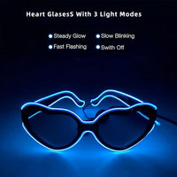 Festival Supplies Light Up Neon Rave Party Lunettes de soleil en forme de coeur Lunettes lumineuses