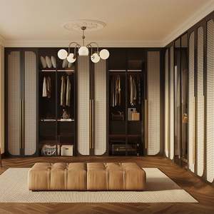 Armoire de chambre à coucher moderne haut de gamme, sur mesure, en acrylique, système de fermeture douce, dressing luxueux, élégant, en plastique pliable - Product Image 1