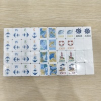 Ensemble de tuiles de mahjong américaines en acrylique transparent à 4 couches, thème océan bleu, fabrication haut de gamme, 160 pièces, collection cadeau personnalisée