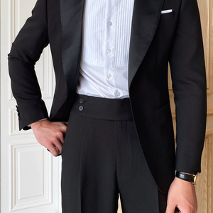 Traje de <span class=keywords><strong>Hombre</strong></span> Elegante para <span class=keywords><strong>Boda</strong></span> o Fiesta, Chaqueta y Pantalones Negros, Corte Slim Fit con un Botón - Product Image 6