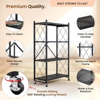 Étagère de rangement pliable à 4 niveaux avec roulettes, chariot de rangement roulant en métal pour garde-manger et cuisine