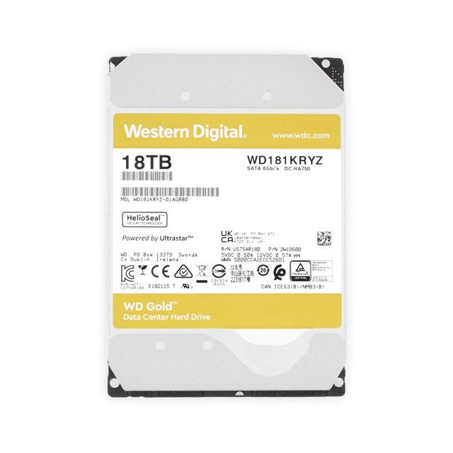 WD181KRYZ 18TB Internal New Mechanical Hard Drive SATA Gold-Plated Platters Enterprise-Class NAS High-End Server 72K RPM