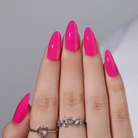 Faux ongles en acrylique à presser, couleur unie, forme amande moyenne, en gel souple, fournisseur en gros