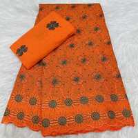 Dentelle suisse de haute qualité NI.AI, tissu en coton brodé de fleurs colorées avec pierres, style nigérian pour vêtements féminins