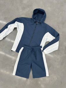 Conjunto Deportivo de Chaqueta y Pantalones Cortos con Estampado de Leopardo en Bloques de Color, Transpirable, Ligero, con Cierre y Capucha, Ropa Deportiva de Verano, Informal, para Exteriores - Product Image 5