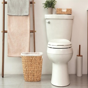 Panier de rangement en osier naturel de ferme tissé à la main poubelle en jacinthe d'eau - Product Image 2