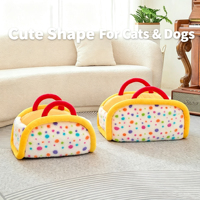 Lit pour animaux de compagnie portable avec poignée, semi-fermé, chaud et doux, en forme de sac à main, rembourré en coton perlé, pour le sommeil des chats et des chiens, idéal pour l'intérieur et les voyages